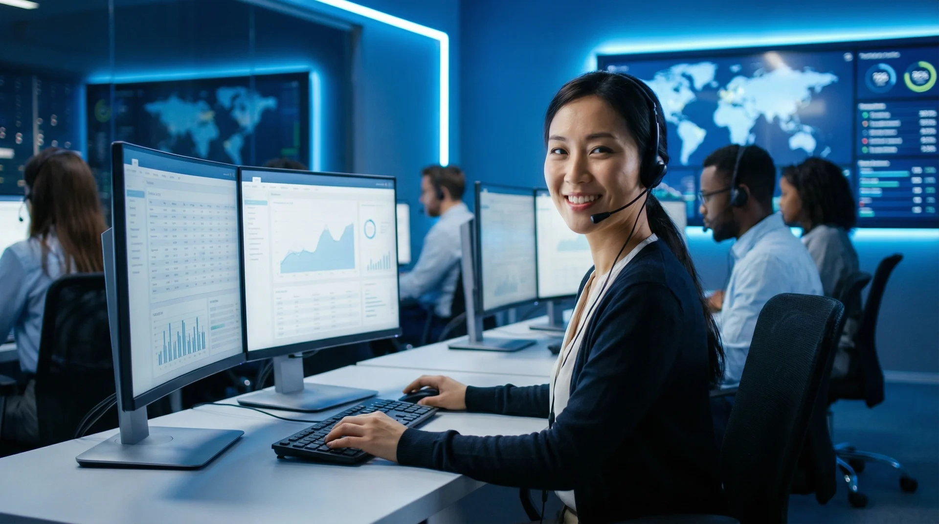 澳门体彩专业客服团队在现代化办公室提供全天候服务